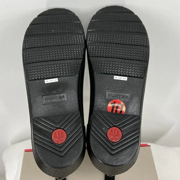 NWB HUNTER Women Refined Low Heel Biker Rubber Black Gloss Rain Boot Duo Size 10 - Picture 9 of 13